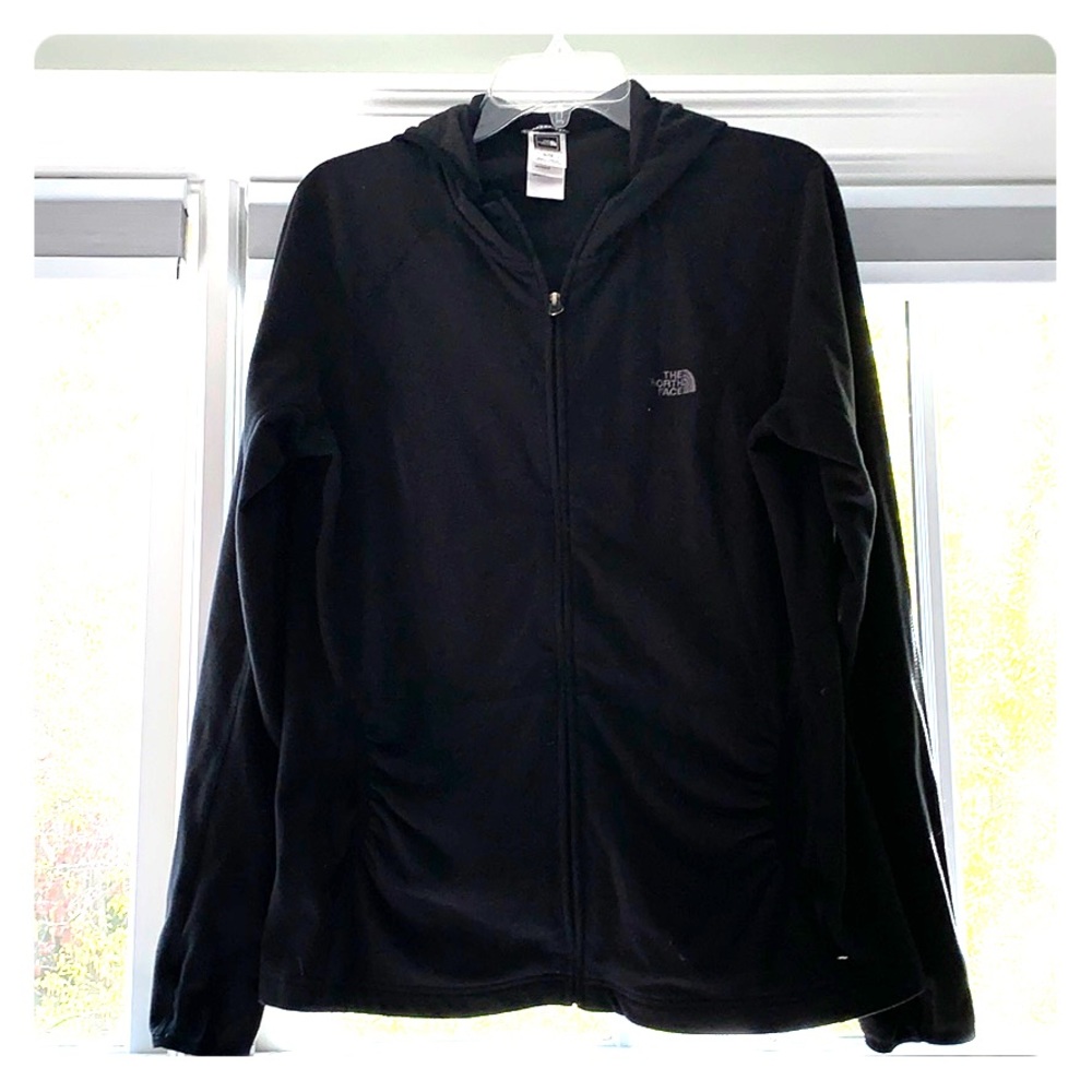 Black north face zip up with a hood